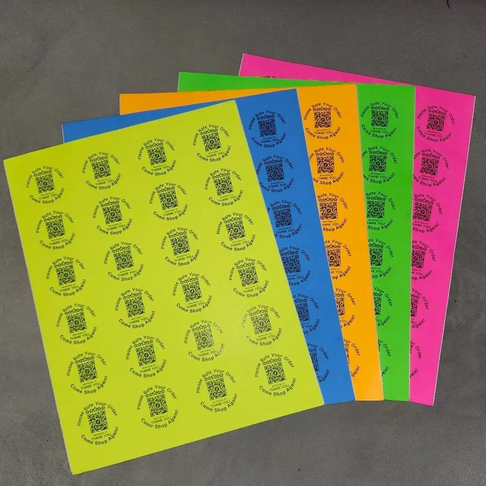 QR Code Stickers single Color NEON - Set Of 96 - 4 Sheets Of 24
